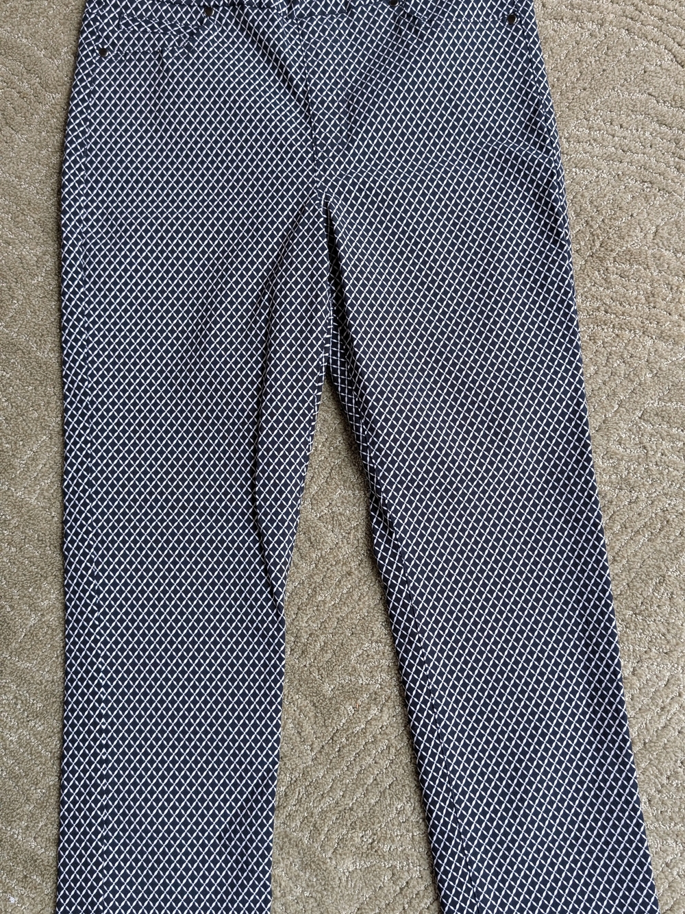 Mario Serrani Navy and White Geometric Print Pants